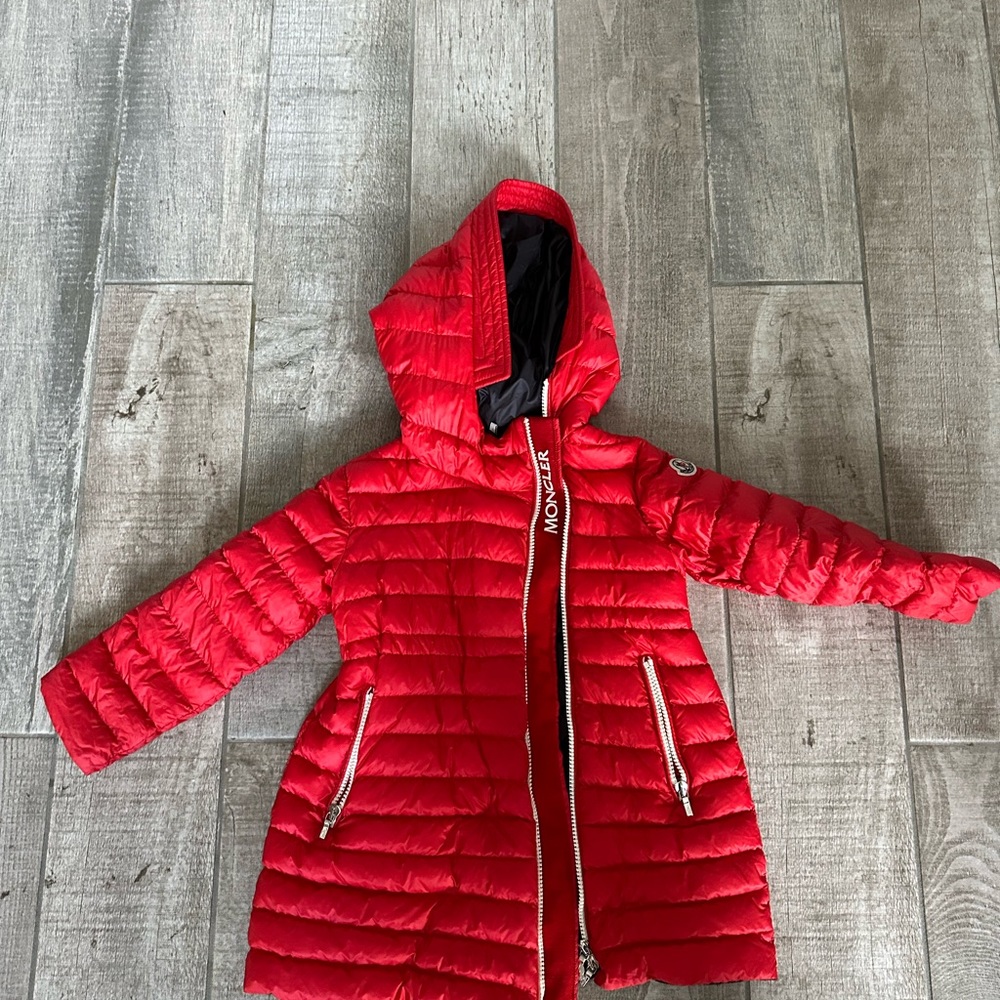 Moncler red down jacket size 4